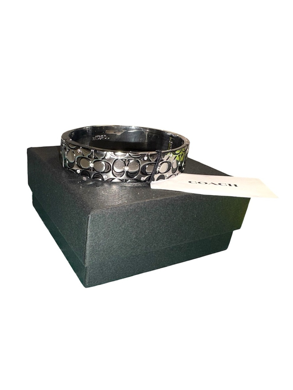 NEW Coach Silver gunmetal quilted bangle bracelet